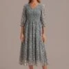 Floral 3/4 Sleeve V Neck Smocked Maxi Dress -Saucony Store brld3020205 1