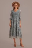 Floral 3/4 Sleeve V Neck Smocked Maxi Dress