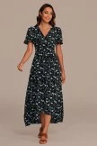 Floral Short Flutter Sleeve V Neck Maxi Dress