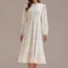 Cream Floral Long Sleeve Ruffle Mock Neck Midi Dress 1 Cream Floral Long Sleeve Ruffle Mock Neck Midi Dress -Saucony Store brld3022305 1