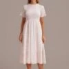 Ivory Floral Short Sleeve High Neck Smocked Midi Dress 2 Ivory Floral Short Sleeve High Neck Smocked Midi Dress -Saucony Store brld3030204 1