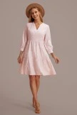 Pink Floral V Neck Long Sleeve Tiered Midi Dress 4 Pink Floral V Neck Long Sleeve Tiered Midi Dress - Image 2