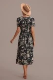 Black Floral Round Neck Short Sleeve Midi Dress 4 Black Floral Round Neck Short Sleeve Midi Dress - Image 2