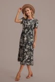 Black Floral Round Neck Short Sleeve Midi Dress 7 Black Floral Round Neck Short Sleeve Midi Dress - Image 5