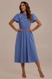 Blue Short Sleeve Ruffle Neck Elastic Waist Midi Dress 5 Blue Short Sleeve Ruffle Neck Elastic Waist Midi Dress - Image 3