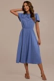 Blue Short Sleeve Ruffle Neck Elastic Waist Midi Dress 8 Blue Short Sleeve Ruffle Neck Elastic Waist Midi Dress - Image 6