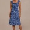 Floral Sleeveless Square Neck Buttons Midi Dress -Saucony Store brld3052502 1