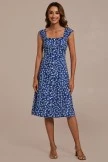 Floral Sleeveless Square Neck Buttons Midi Dress