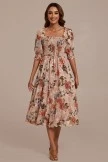 Floral Half Sleeve Square Neck Smocked Midi Dress 3 Floral Half Sleeve Square Neck Smocked Midi Dress