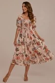 Floral Half Sleeve Square Neck Smocked Midi Dress 6 Floral Half Sleeve Square Neck Smocked Midi Dress - Image 4