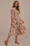 Floral Half Sleeve Square Neck Smocked Midi Dress 7 Floral Half Sleeve Square Neck Smocked Midi Dress - Image 5