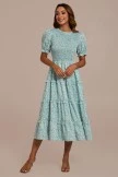 Floral Short Sleeve High Neck Smocked Midi Dress 6 Floral Short Sleeve High Neck Smocked Midi Dress - Image 4