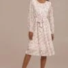 Floral Long Sleeve Round Neck Tie Up Pleat Midi Dress -Saucony Store brld3062904 1
