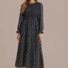 Floral Ruffle Sleeve Round Neck Midi Dress -Saucony Store brld3070703 1