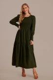 Green Lantern Sleeve Round Neck Smocked Maxi Dress