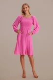Magenta Lantern Sleeve Square Neck Smocked Midi Dress 6 Magenta Lantern Sleeve Square Neck Smocked Midi Dress - Image 4