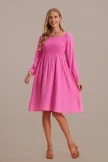 Magenta Lantern Sleeve Square Neck Smocked Midi Dress 7 Magenta Lantern Sleeve Square Neck Smocked Midi Dress - Image 5