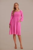 Magenta Lantern Sleeve Square Neck Smocked Midi Dress 8 Magenta Lantern Sleeve Square Neck Smocked Midi Dress - Image 6
