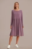 Mauve Long Sleeve Round Neck Midi Dress