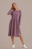 Mauve Long Sleeve Round Neck Midi Dress 6 Mauve Long Sleeve Round Neck Midi Dress - Image 4
