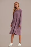 Mauve Long Sleeve Round Neck Midi Dress 7 Mauve Long Sleeve Round Neck Midi Dress - Image 5