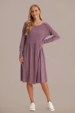 Mauve Long Sleeve Round Neck Midi Dress 8 Mauve Long Sleeve Round Neck Midi Dress - Image 6