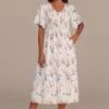 White Short Sleeve V Neck Smocked Tiered Midi Dress -Saucony Store brld3101206 1