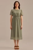 Sage Short Sleeve Round Neck Maxi Dress