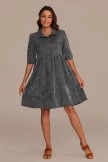 Washed Black 3/4 Sleeve Button Front Tiered Midi Dress 5 Washed Black 3/4 Sleeve Button Front Tiered Midi Dress - Image 3