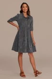 Washed Black 3/4 Sleeve Button Front Tiered Midi Dress 6 Washed Black 3/4 Sleeve Button Front Tiered Midi Dress - Image 4