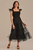 Black Ruffle Sleeveless Smocked Tiered Midi Dress 5 Black Ruffle Sleeveless Smocked Tiered Midi Dress - Image 3