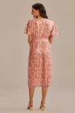 Light Pink Floral Short Ruffle Sleeve Round Neck Midi Dress 10 Light Pink Floral Short Ruffle Sleeve Round Neck Midi Dress - Image 8
