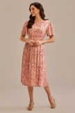 Light Pink Floral Short Ruffle Sleeve Round Neck Midi Dress 12 Light Pink Floral Short Ruffle Sleeve Round Neck Midi Dress - Image 10