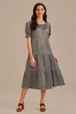 Gray Short Ruffle Sleeve Square Neck Tiered Midi Dress 5 Gray Short Ruffle Sleeve Square Neck Tiered Midi Dress - Image 3