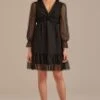 Black Long Sleeve V Neck Ruffle Midi Dress 2 Black Long Sleeve V Neck Ruffle Midi Dress -Saucony Store brld3110902 1
