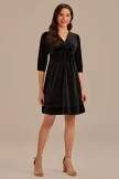 Black 3/4 Sleeve V Neck Midi Dress 5 Black 3/4 Sleeve V Neck Midi Dress - Image 3