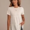 White Short Sleeve Round Neck Tiered Top -Saucony Store brlt022220 4