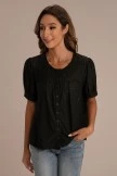 Black Round Neck Short Sleeve Buttons Blouse 5 Black Round Neck Short Sleeve Buttons Blouse - Image 3