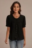 Black Round Neck Short Sleeve Buttons Blouse 7 Black Round Neck Short Sleeve Buttons Blouse - Image 5