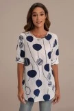 Polka Dot Round Neck Half Sleeve Longline Blouse 5 Polka Dot Round Neck Half Sleeve Longline Blouse - Image 3