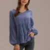 V Neck Long Balloon Sleeve With Elasticised Cuff Top -Saucony Store brlt2071401 1 1