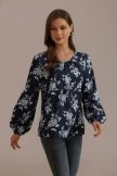Floral Round Neck Lantern Sleeve Blouse 5 Floral Round Neck Lantern Sleeve Blouse - Image 3
