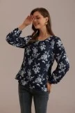 Floral Round Neck Lantern Sleeve Blouse 6 Floral Round Neck Lantern Sleeve Blouse - Image 4