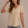 Peru Stripe V Neck Short Sleeve Tee -Saucony Store brlt22022501 1