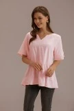 Light Pink Short Sleeve V Neck Embroidered Peplum Blouse 6 Light Pink Short Sleeve V Neck Embroidered Peplum Blouse - Image 4
