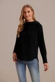 Black Long Sleeve Hooded Top