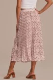 Taupe Floral Pleated Elastic Waist Midi Skirt 4 Taupe Floral Pleated Elastic Waist Midi Skirt - Image 2