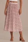 Taupe Floral Pleated Elastic Waist Midi Skirt 5 Taupe Floral Pleated Elastic Waist Midi Skirt - Image 3