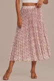 Taupe Floral Pleated Elastic Waist Midi Skirt 7 Taupe Floral Pleated Elastic Waist Midi Skirt - Image 5