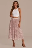 Taupe Floral Pleated Elastic Waist Midi Skirt 6 Taupe Floral Pleated Elastic Waist Midi Skirt - Image 4